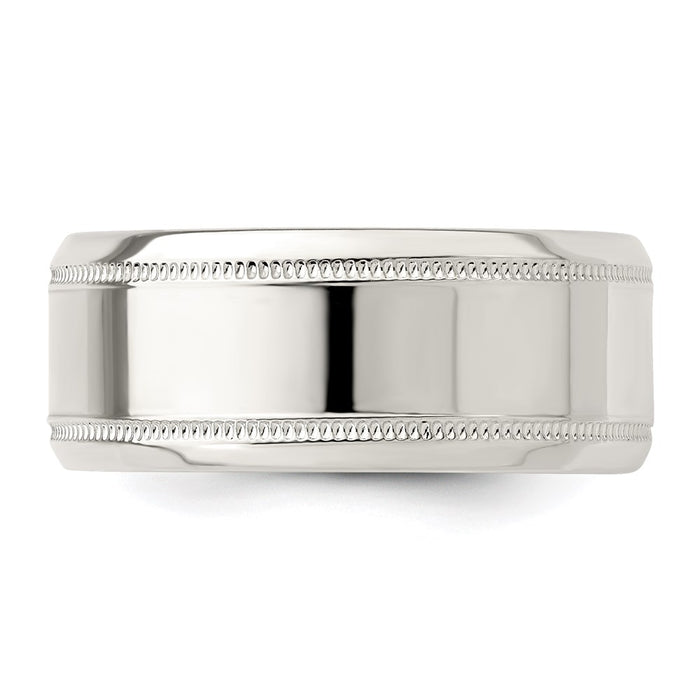 High-Quality 6mm Sterling Silver Beveled Edge Fancy Ring - Size 13, Stylish Value-4