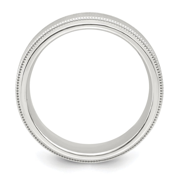 High-Quality 6mm Sterling Silver Brushed Flat Milgrain Ring - Size 7.5 Value-2