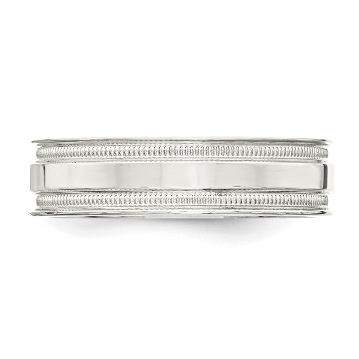 Shop Stylish Sterling Silver 6mm Flat Band - Size 9.5 with Milgrain Edges-3