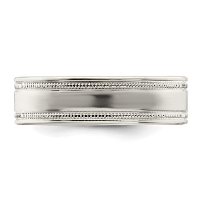 Exclusive 6mm Sterling Silver Flat Band - Milgrain Edges, Size 13.5, Stylish-4