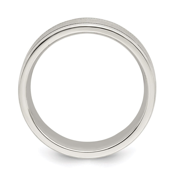 Order Stylish 6mm Sterling Silver Flat Band - Size 11.5 with Milgrain Edges-2