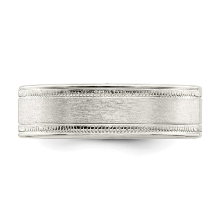 Buy Exclusive 6mm Sterling Silver Brushed Flat Band - Stylish Milgrain Edges, Size 8-3
