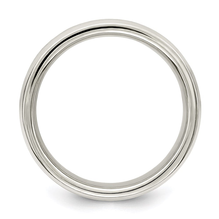 Exclusive 6mm Polished Sterling Silver Flat Grooved Fancy Band - Size 9-2