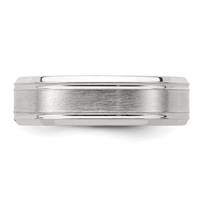 Shop Stylish 6mm Sterling Silver Brushed Flat Grooved Band Ring - Size 7-4