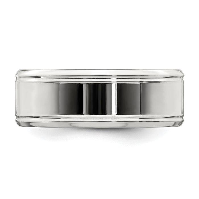 Shop Stylish 6mm Polished Sterling Silver Flat Beveled Edge Band - Size 10.5-3