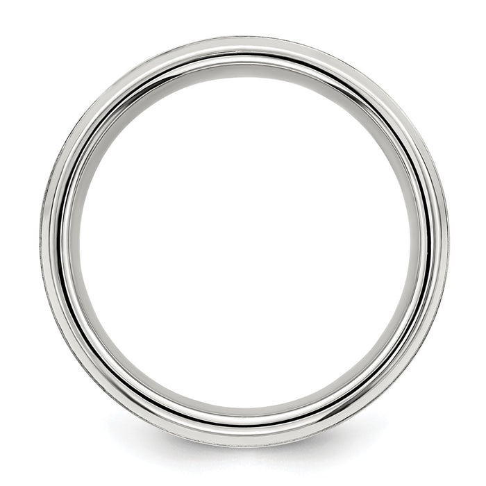 Shop Stylish Rhodium-Plated Sterling Silver 8mm Fancy Band - Size 7.5-2