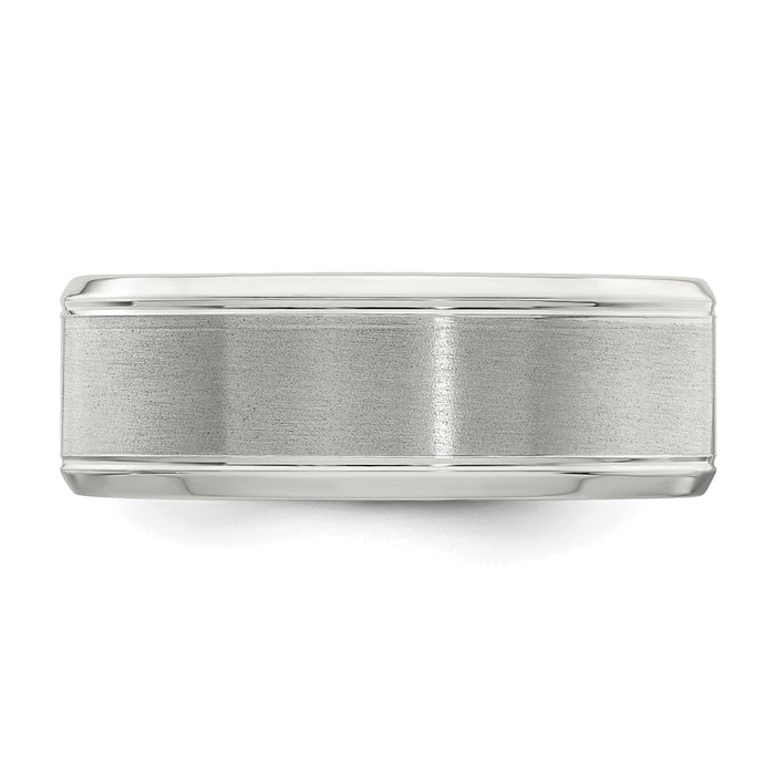 Buy Stylish Rhodium-Plated Sterling Silver 8mm Brushed Fancy Band, Size 9-3