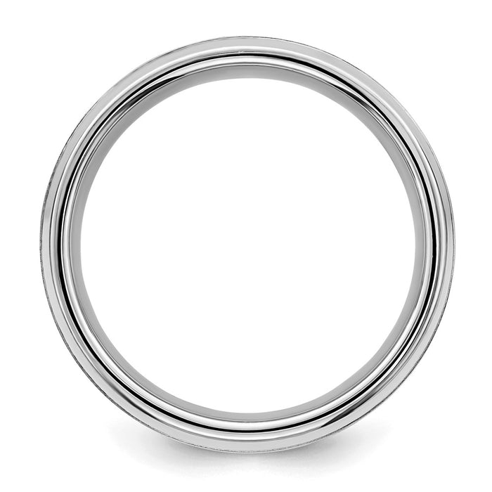 High-Quality 8mm Brushed Fancy Band in Rhodium-Plated Sterling Silver - Stylish Size 13-3