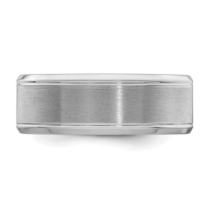 Shop Stylish Rhodium-Plated Sterling Silver 8mm Fancy Band - Size 7.5-5