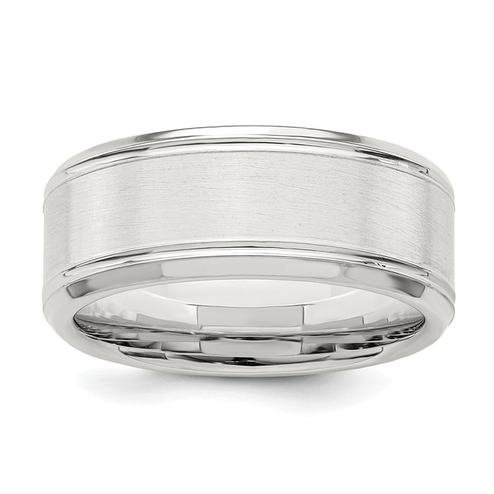 Exclusive 6mm Sterling Silver Brushed Flat Beveled Edge Band - Size 7.5, Affordable Elegance-1