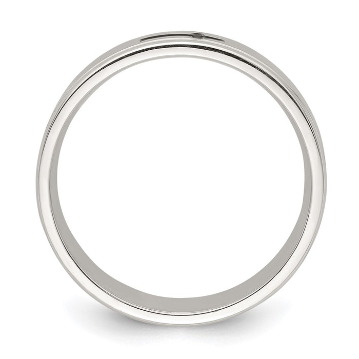 Buy Stylish 6mm Enamel Cross Band in Sterling Silver - Size 11.5, Affordable!-2