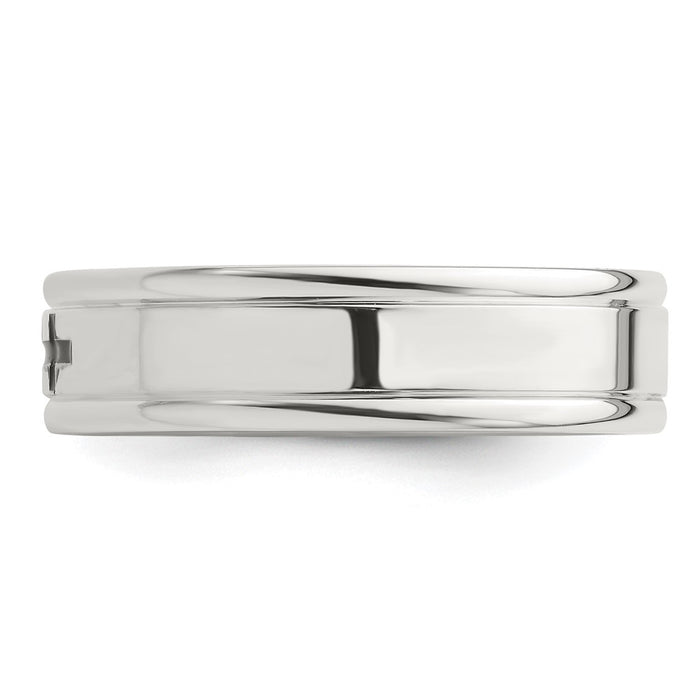 Shop Stylish 6mm Sterling Silver Enamel Cross Band Ring - Size 7, Affordable-3