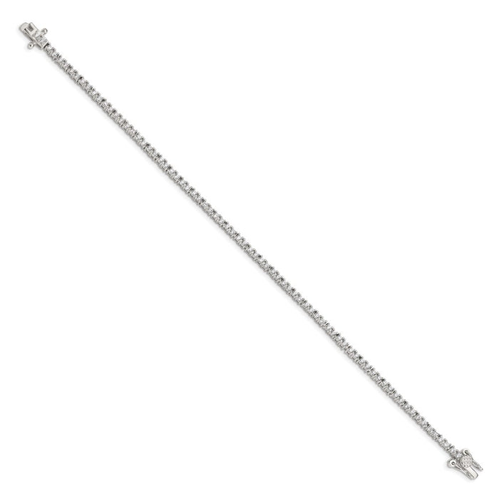 High-Quality Rhodium-Plated Sterling Silver CZ Tennis Bracelet - Stylish Value-2