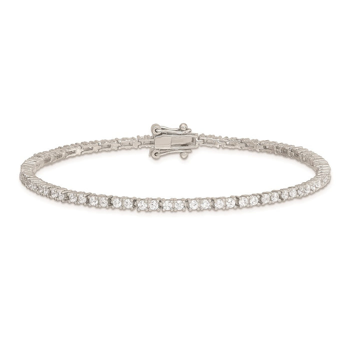 High-Quality Rhodium-Plated Sterling Silver CZ Tennis Bracelet - Stylish Value-3