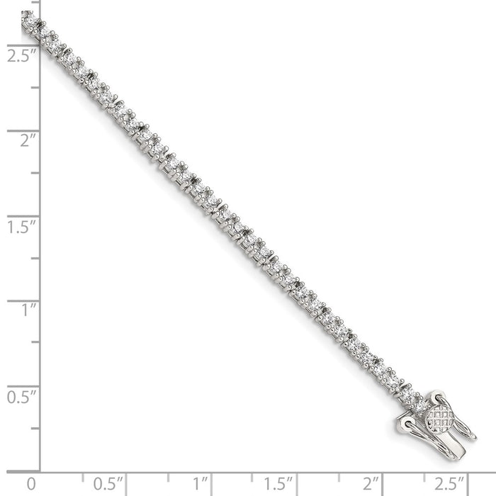 High-Quality Rhodium-Plated Sterling Silver CZ Tennis Bracelet - Stylish Value-4