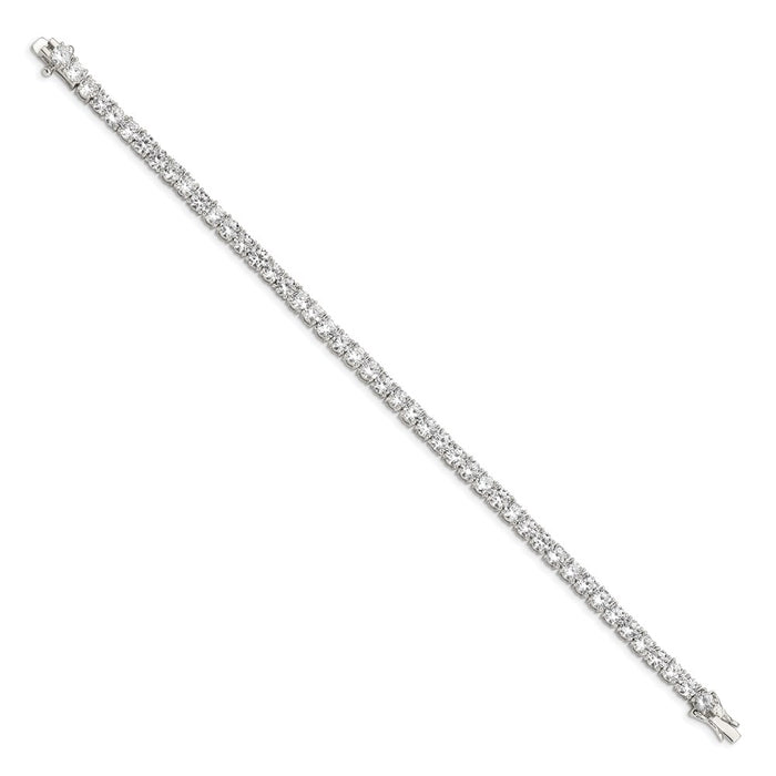 Shop Stylish Rhodium-Plated Sterling Silver CZ Tennis Bracelet - 7.5", Affordable Luxury-2