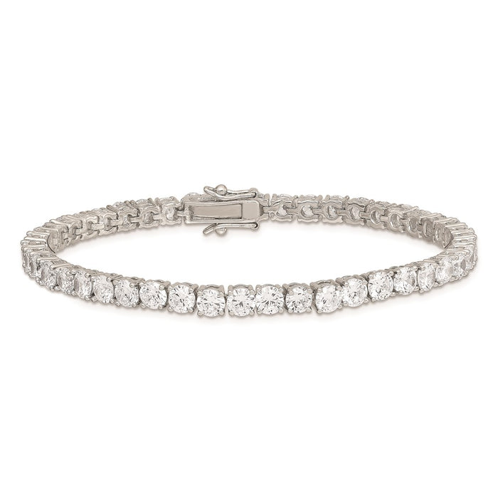 Shop Stylish Rhodium-Plated Sterling Silver CZ Tennis Bracelet - 7.5", Affordable Luxury-3