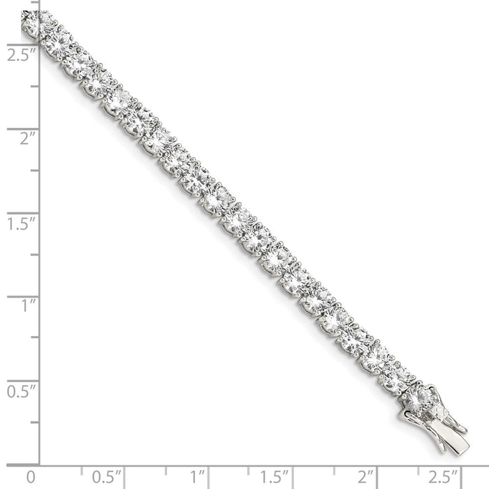 Shop Stylish Rhodium-Plated Sterling Silver CZ Tennis Bracelet - 7.5", Affordable Luxury-4
