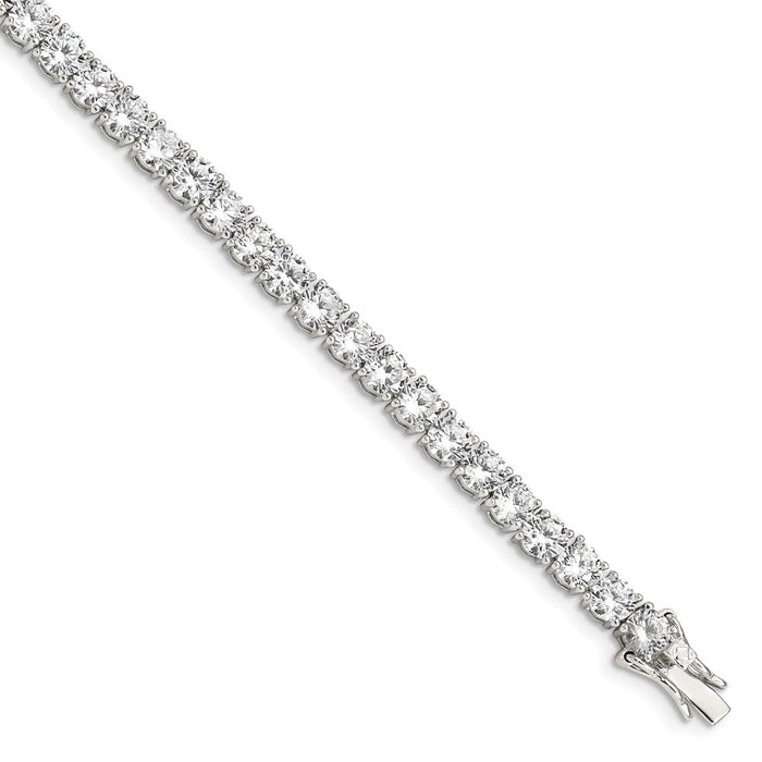 Shop Stylish Rhodium-Plated Sterling Silver CZ Tennis Bracelet - 7.5", Affordable Luxury-1