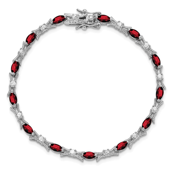 Shop Stylish Rhodium-Plated Sterling Silver Bracelet | Garnet & CZ Accents-5
