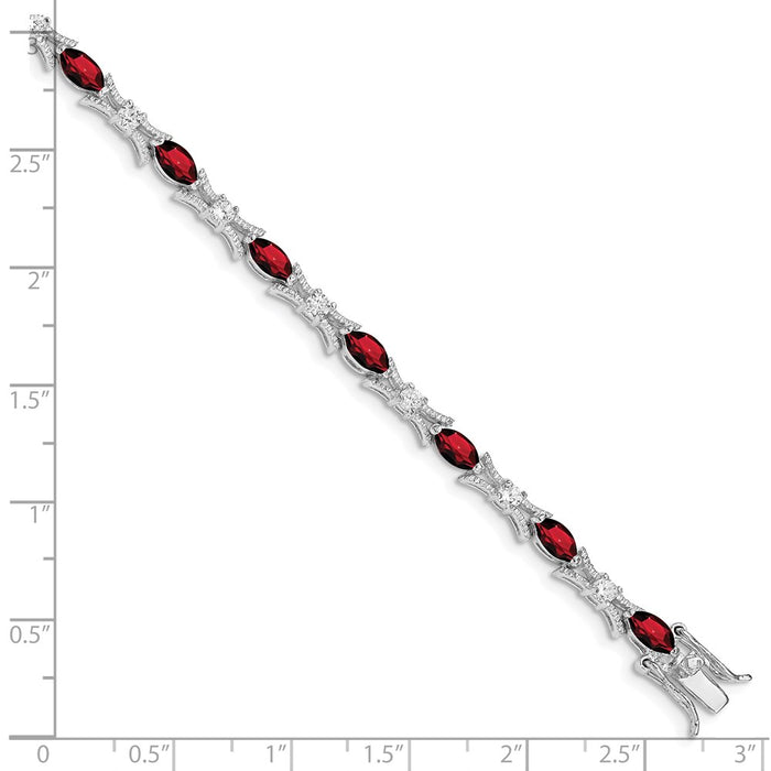 Shop Stylish Rhodium-Plated Sterling Silver Bracelet | Garnet & CZ Accents-4