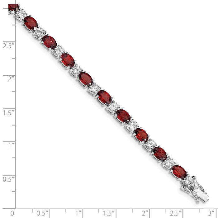 Buy Exclusive Rhodium-Plated Sterling Silver Bracelet with Garnet, Stylish Accents-4