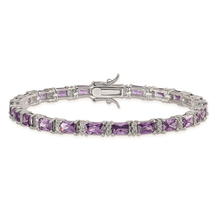 Shop Stylish Rhodium-Plated Sterling Silver Bracelet with CZ Stones - Affordable Luxury-4