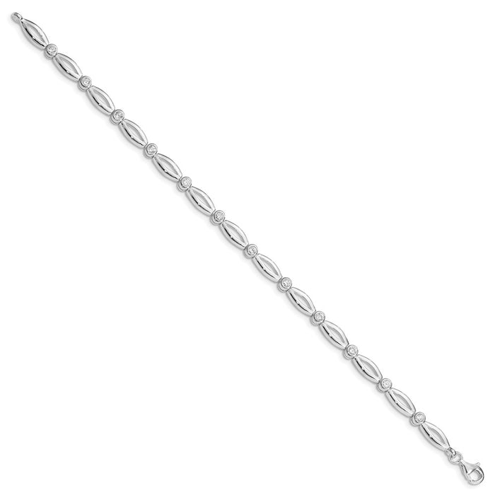 Shop Stylish 7-Inch Rhodium-Plated Sterling Silver CZ Bracelet - Luxury Value!-2