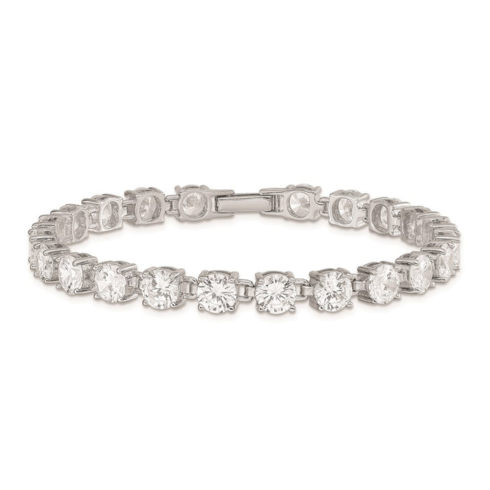 Buy Stylish Rhodium-Plated Sterling Silver CZ Tennis Bracelet - 7.5" Length-3
