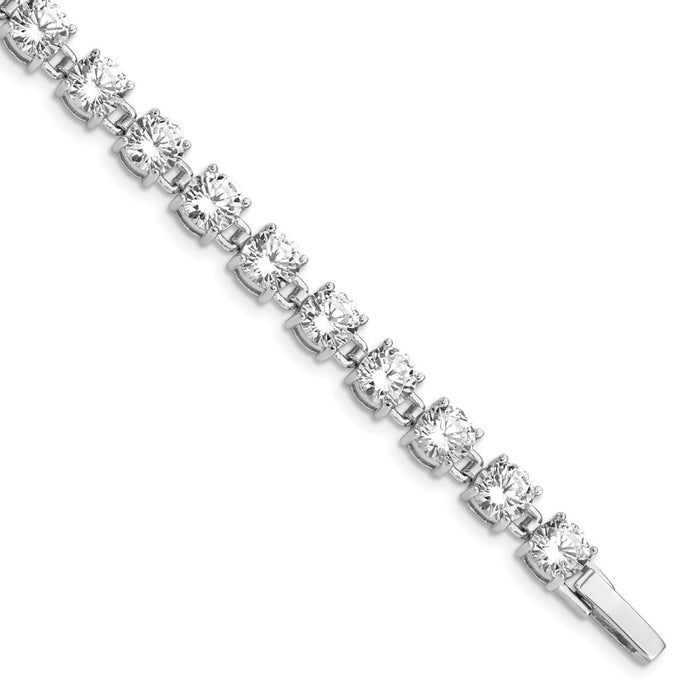 Buy Stylish Rhodium-Plated Sterling Silver CZ Tennis Bracelet - 7.5" Length-1