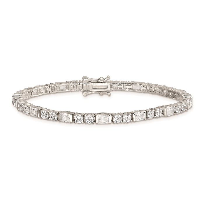 Buy Stylish Rhodium-Plated Sterling Silver CZ Tennis Bracelet - Affordable Luxury!-3