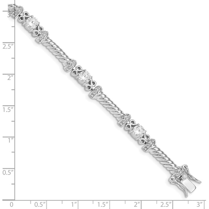 Designer Rhodium-Plated Sterling Silver Bracelet with Cubic Zirconia Accents-3