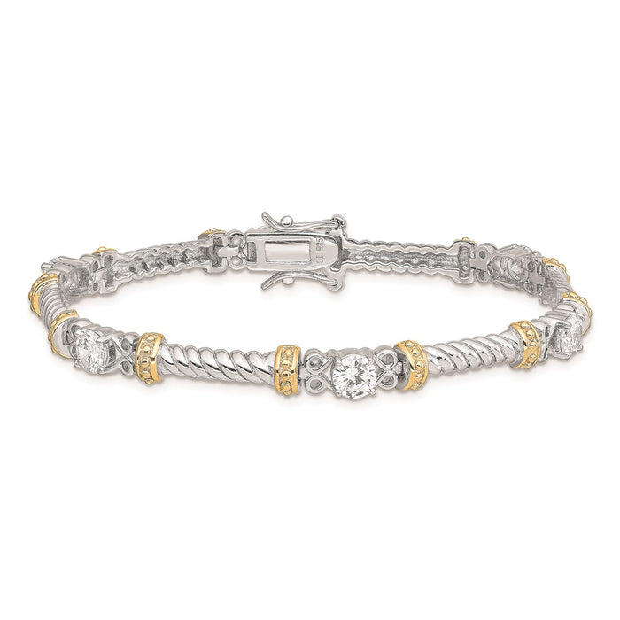 Shop Stylish Rhodium-Plated Sterling Silver & Vermeil CZ Bracelet - 7" Length-4