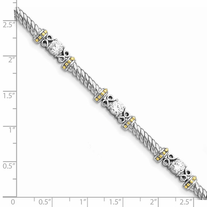 Shop Stylish Rhodium-Plated Sterling Silver & Vermeil CZ Bracelet - 7" Length-3