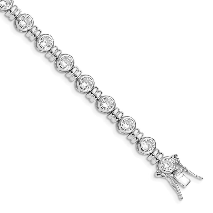 Exclusive Rhodium-Plated Sterling Silver Bracelet with Cubic Zirconia - Stylish Value-1