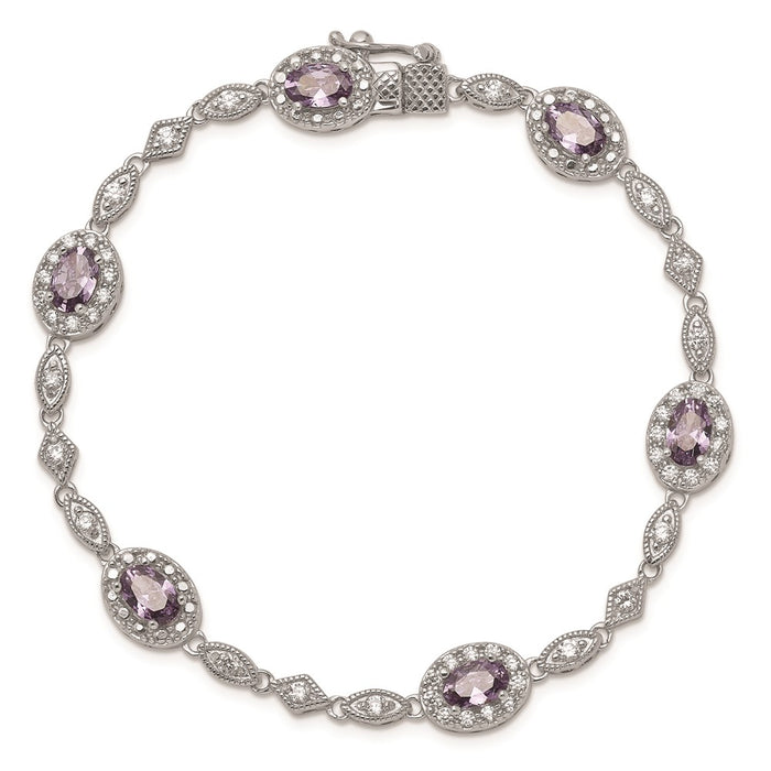 Exclusive Rhodium-Plated Sterling Silver Bracelet with CZ Accents, Stylish & Affordable-4