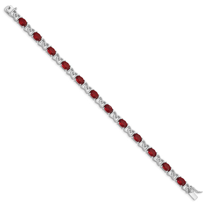 Shop Exclusive Rhodium-Plated Sterling Silver 7-Inch Bracelet with Red CZ Stones-2