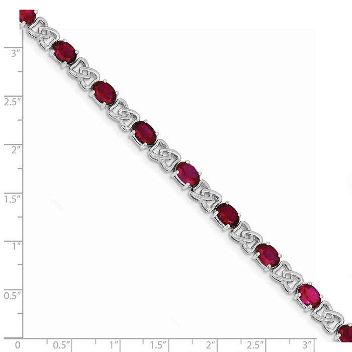 Shop Exclusive Rhodium-Plated Sterling Silver 7-Inch Bracelet with Red CZ Stones-3