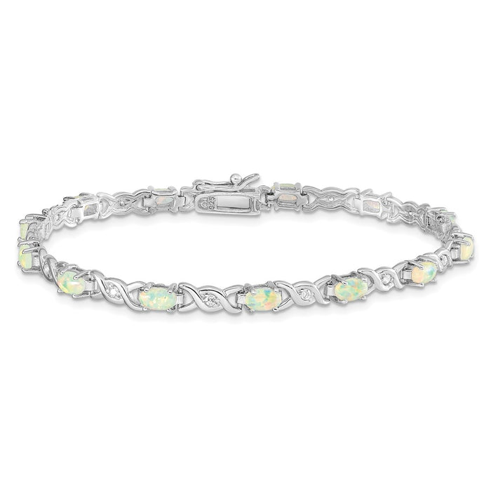Shop Stylish 7.5-Inch Sterling Silver Bracelet with Opal & CZ - Affordable Luxury-4