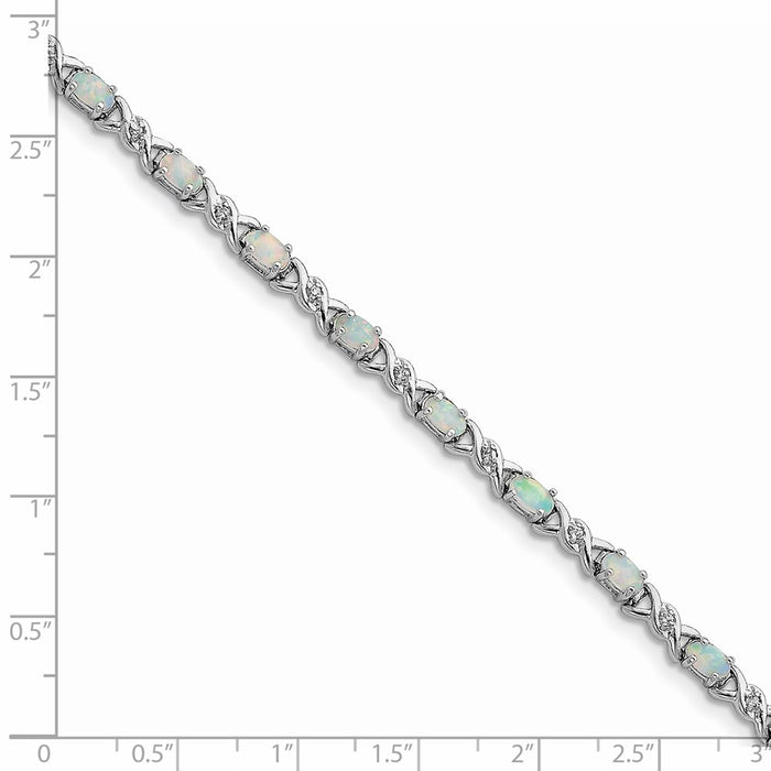 Shop Stylish 7.5-Inch Sterling Silver Bracelet with Opal & CZ - Affordable Luxury-3