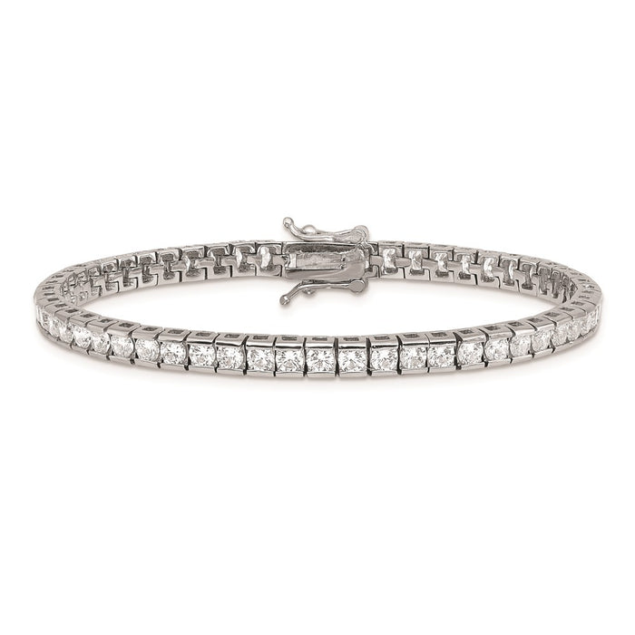 Shop Exclusive 7-Inch Rhodium-Plated Sterling Silver Tennis Bracelet - Stylish Cubic Zirconia-4