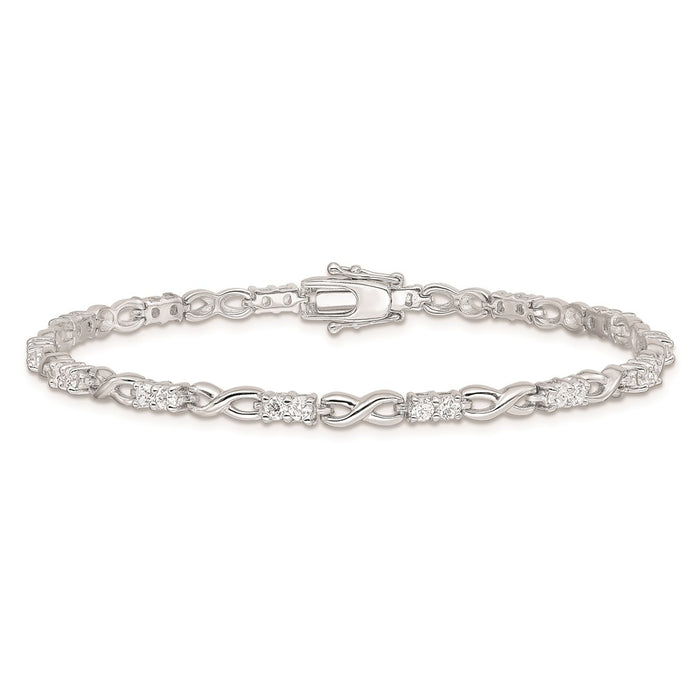 High-Quality Rhodium-Plated Sterling Silver Infinity Bracelet | Stylish CZ Value-3