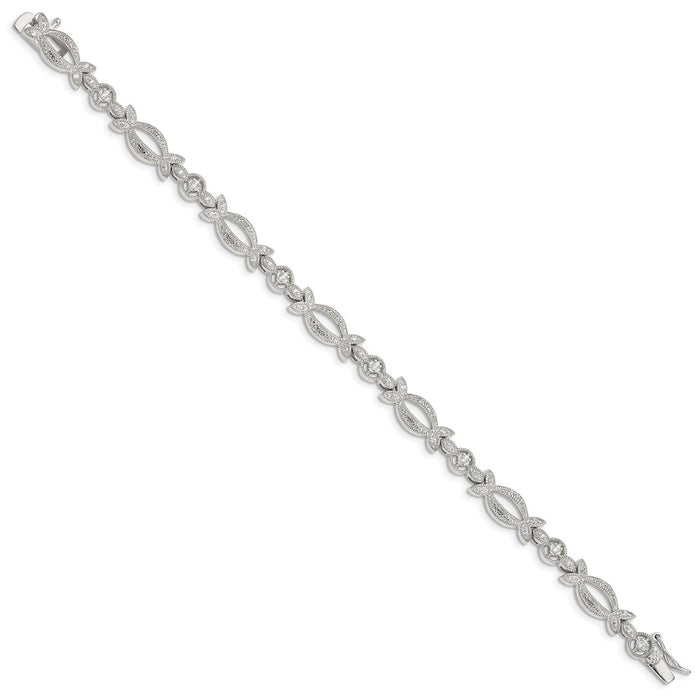 Buy Stylish Rhodium-Plated Sterling Silver Bracelet with CZ - Affordable Luxury!-2