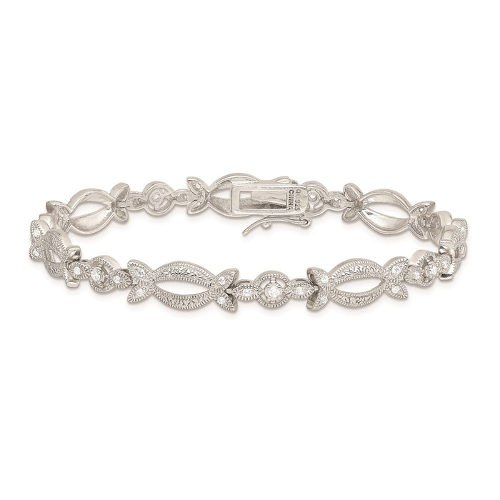 Buy Stylish Rhodium-Plated Sterling Silver Bracelet with CZ - Affordable Luxury!-3