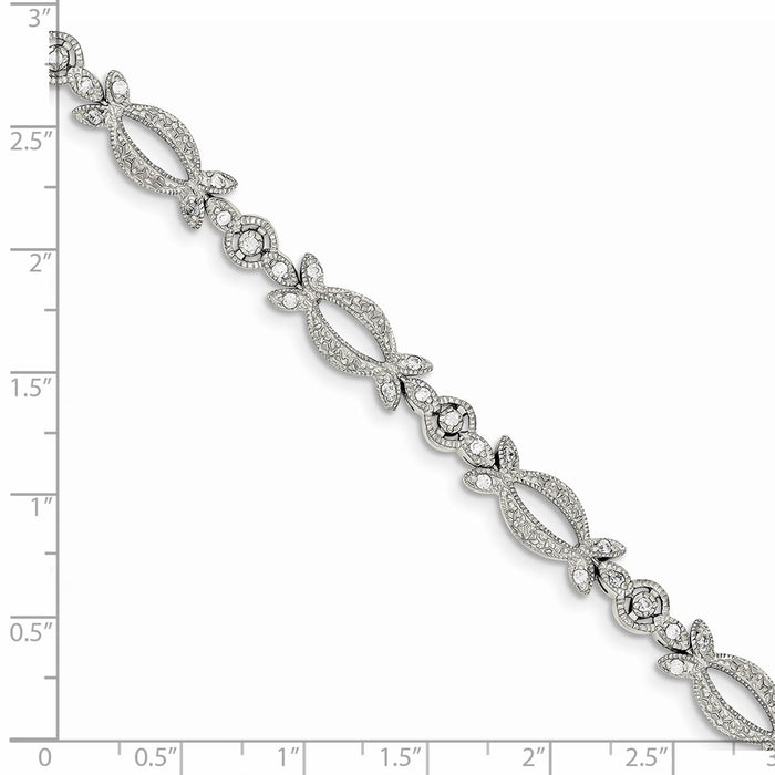 Buy Stylish Rhodium-Plated Sterling Silver Bracelet with CZ - Affordable Luxury!-4