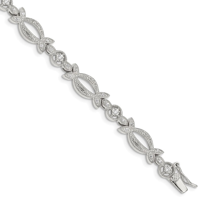Buy Stylish Rhodium-Plated Sterling Silver Bracelet with CZ - Affordable Luxury!-1