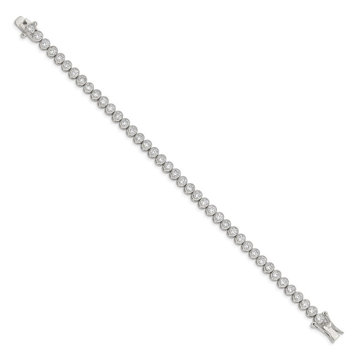 Shop Stylish 7-Inch Rhodium-Plated Sterling Silver Tennis Bracelet with CZ-2