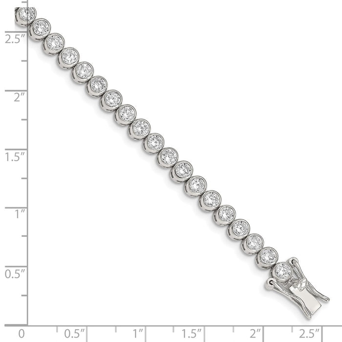 Shop Stylish 7-Inch Rhodium-Plated Sterling Silver Tennis Bracelet with CZ-3