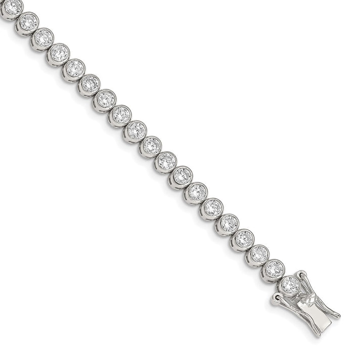 Shop Stylish 7-Inch Rhodium-Plated Sterling Silver Tennis Bracelet with CZ-1