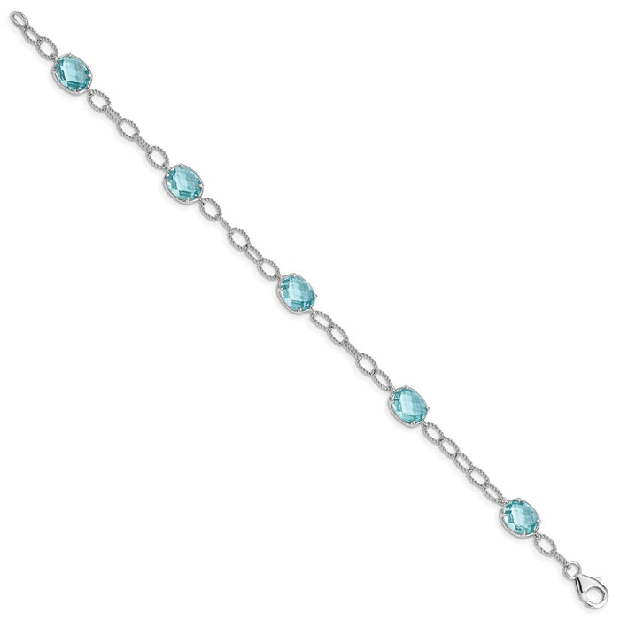 Buy Stylish Rhodium-Plated Sterling Silver Bracelet | Aqua Blue CZ Accents-2